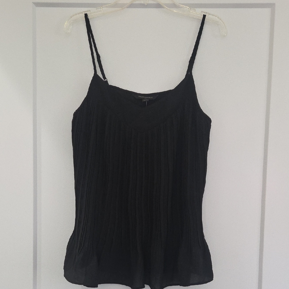 Banana Republic Black Pleated Spaghetti-Strap Camisole